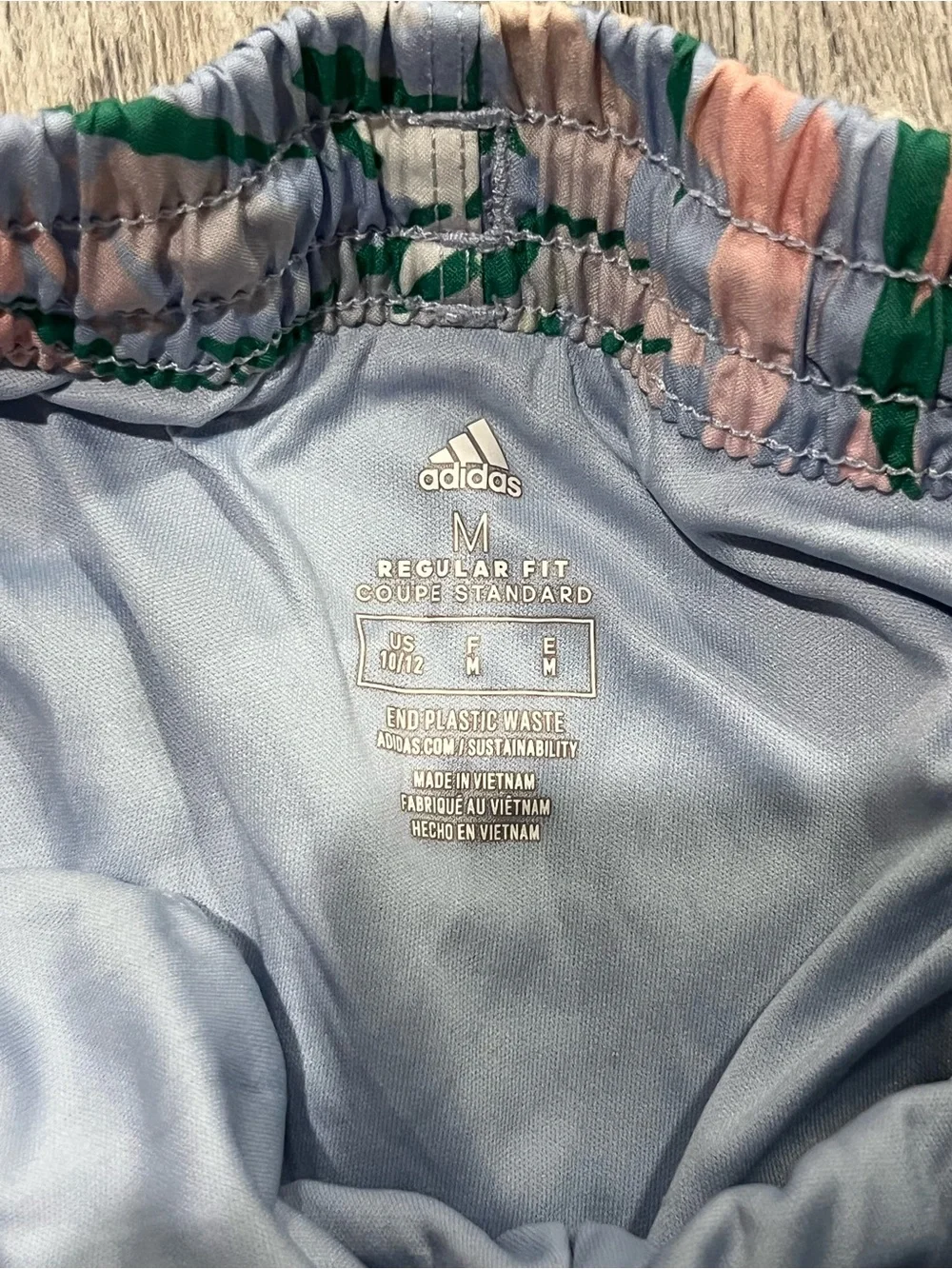 adidas Pink and Green Tropical Print Athletic Shorts